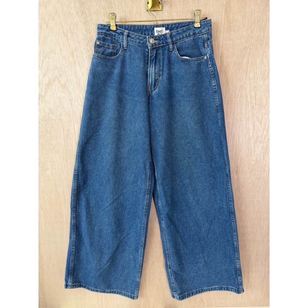Princess Polly Baggy Denim Jeans Blue Wide Leg Mid Waist Size 4